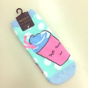 Forever 21 HTF Graphic Ankle Socks Sleeping Bottle